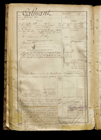 Galmant, Martial Elisée, né le 01 juillet 1879 à Arrest (Somme), classe 1899, matricule n° 808, Bureau de recrutement d'Abbeville