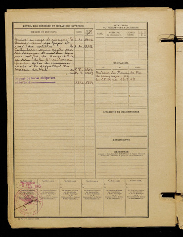 Fettre, Roger, né le 21 novembre 1885 à Monchy-Humières (Oise), classe 1905, matricule n° 1123, Bureau de recrutement de Péronne