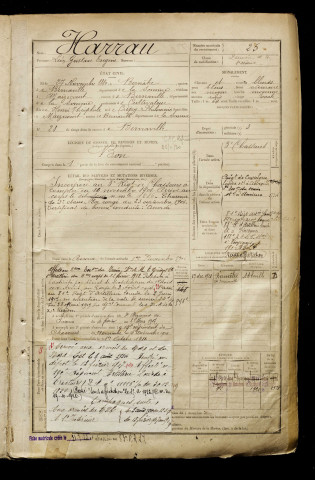 Harrau, Léon Gustave Eugène, né le 27 novembre 1880 à Bernâtre (Somme), classe 1900, matricule n° 25, Bureau de recrutement d'Abbeville