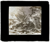 Salon de peinture de 1875. "Attaque par le feu d'une maison barricadée et crénelée à Villersexel, armée de l'Est 9 janvier 1871.", tableau d'Alphonse de Neuville