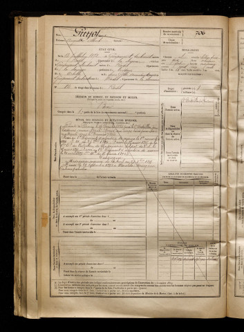 Guyot, Auguste Albert, né le 13 juillet 1872 à Guyencourt-Saulcourt (Somme), classe 1892, matricule n° 706, Bureau de recrutement de Péronne