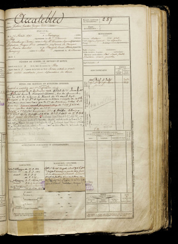 Accatebled, Julien Gaston Georges Victor, né le 24 avril 1893 à Fourcigny (Somme), classe 1913, matricule n° 287, Bureau de recrutement d'Amiens