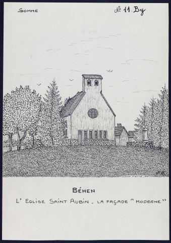 Béhen : église Saint-Aubin, la façade moderne - (Reproduction interdite sans autorisation - © Claude Piette)