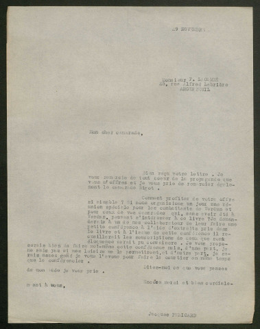 Témoignage de Lacomme, Pierre (Maréchal des logis) et correspondance avec Jacques Péricard