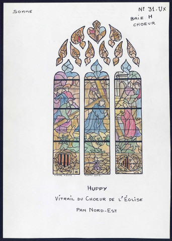 Huppy : vitrail du choeur de l'église, pan nord-est - (Reproduction interdite sans autorisation - © Claude Piette)