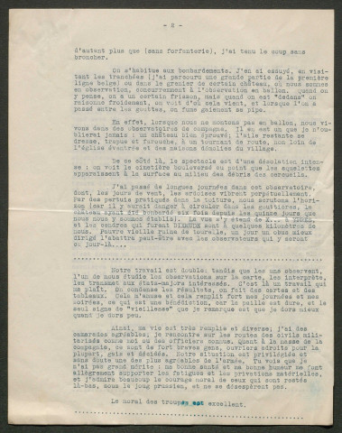 Témoignage de De Mot, Jean (Lieutenant aérostier) et correspondance avec Jacques Péricard