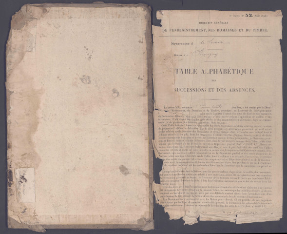 Table des successions et absences du bureau de Picquigny