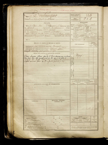 Boulongne, René Alfred Jules Anatole, né le 23 août 1901 à Wiencourt-l'Équipée (Somme), classe 1921, matricule n° 148, Bureau de recrutement de Péronne