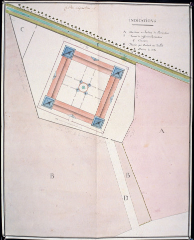 Prison-du Bicêtre. Projet de construction d'un dépôt de mendicité : plan de l'enceinte, dressé par Rousseau