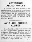 Attention allied forces - Avis aux forces alliées