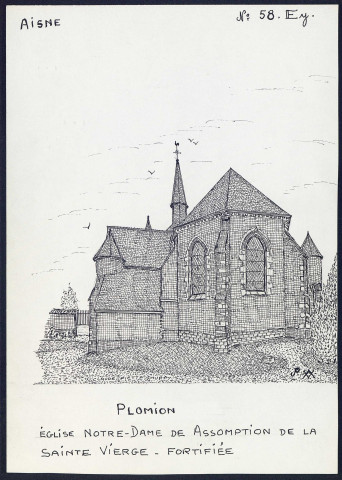 Plomion (Aisne) : église fortifiée dédiée à Notre-Dame de l'assomption de la Sainte-Vierge - (Reproduction interdite sans autorisation - © Claude Piette)