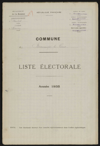 Liste électorale : Beaucamps-le-Vieux