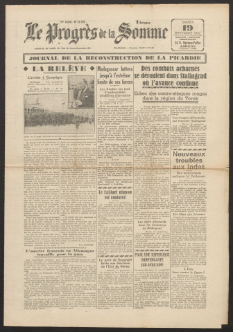 Le Progrès de la Somme, numéro 22769, 19 septembre 1942