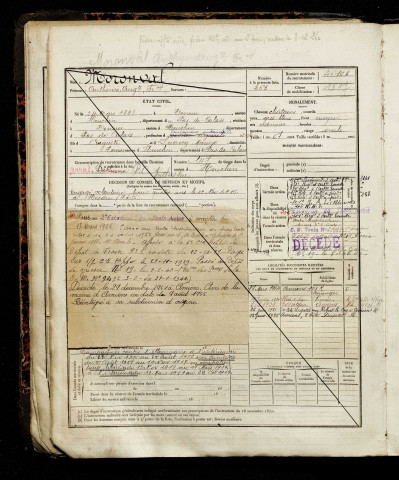 Moronval, Anthime Auguste François, né le 24 mars 1898 à Teneur (Pas-de-Calais), classe 1918, matricule n° 4161, Bureau de recrutement d'Amiens