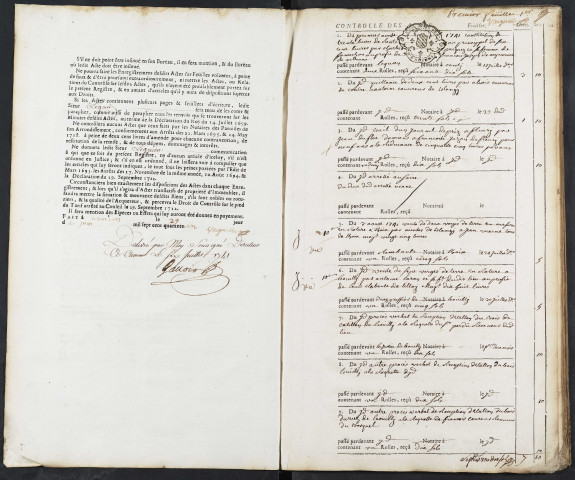 Contrôle des actes du bureau de Conty pour la période du 1er août 1741 au 10 avril 1743