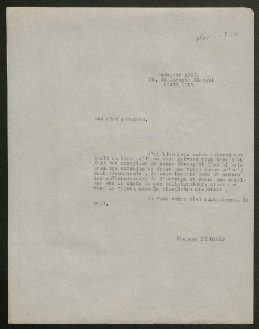 Témoignage de Héger, Gustave (Adjudant) et correspondance avec Jacques Péricard