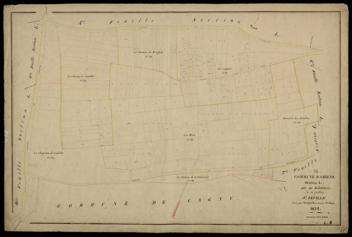 Plan du cadastre napoléonien - Amiens : Boutillerie, L8