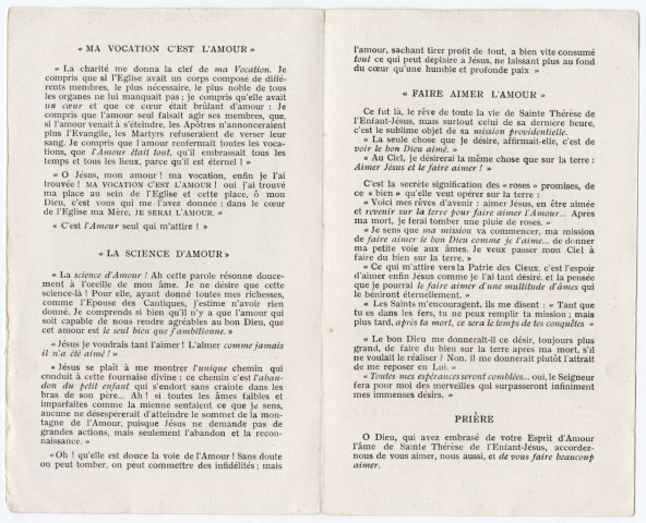 Sainte Thérèse de l'Enfant-Jésus revenant sur la terre pour faire aimer l'Amour