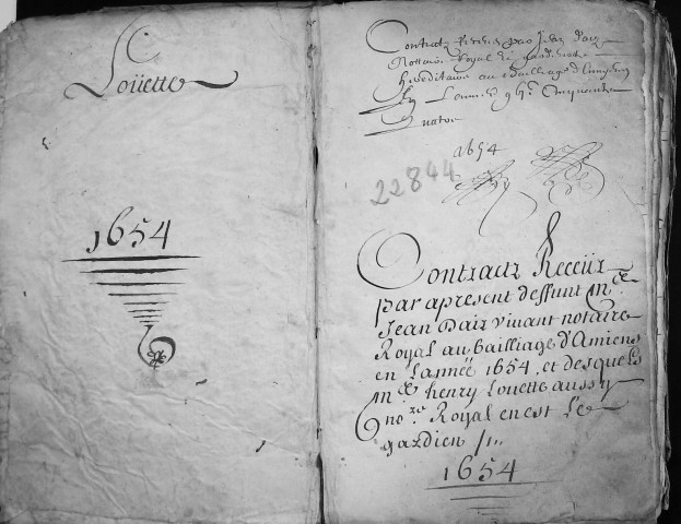 Etude de Me Jean Daiz à Amiens (étude n°22). Minutes de l'année 1654