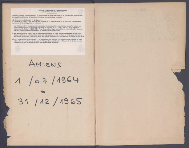 Table des successions et absences du bureau d'Amiens