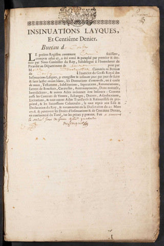 Centième denier du bureau de Conty pour la période du 1er juillet 1714 au 28 juin 1720
