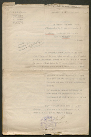 Témoignage de Dejean, Jules (Conducteur de travaux) et correspondance avec Jacques Péricard