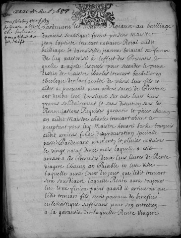 Etude de Me Antoine Debacq à Amiens (étude n°6). Minutes de l'année 1688
