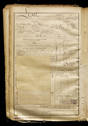 Lesot, Albert, né le 13 février 1877 à Hesdin (Pas-de-Calais), classe 1897, matricule n° 716, Bureau de recrutement d'Abbeville