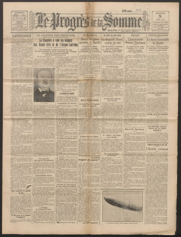 Le Progrès de la Somme, numéro 19578, 5 avril 1933