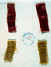 Echantillons de velours "peluche en velouté de poil de chèvre" de la manufacture Bonvallet joints à une saisie pour fausse teinture