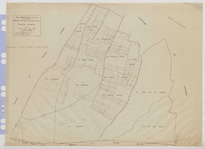 Plan du cadastre rénové - Allonville : section B