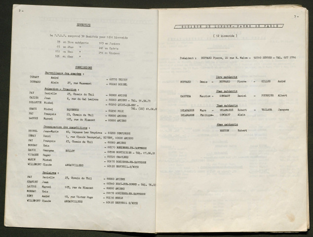 Opuscule (année 1979). Fédération française de Longue Paume : liste des sociétés, classement des joueurs et calendrier