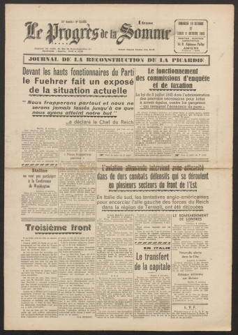 Le Progrès de la Somme, numéro 23095, 10 - 11 octobre 1943