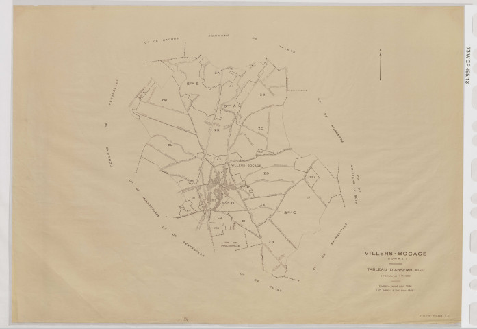 Plan du cadastre rénové - Villers-Bocage : tableau d'assemblage (TA)