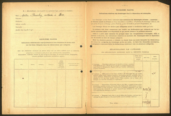 Ham. Demande d'indemnisation des dommages de guerre : dossier Boitel Isabelle