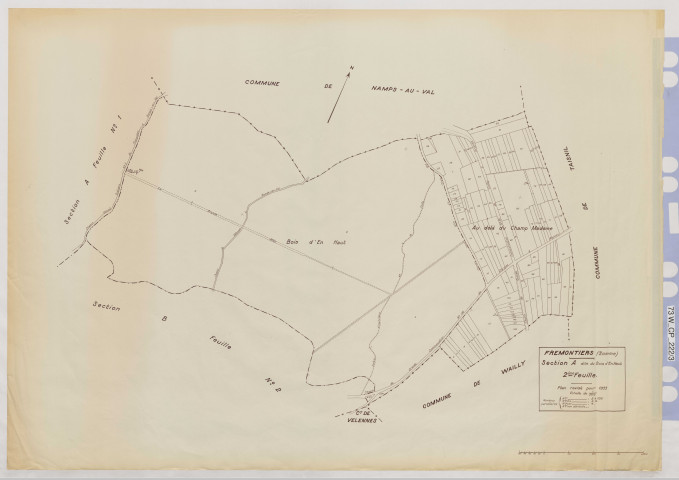Plan du cadastre rénové - Frémontiers : section A2