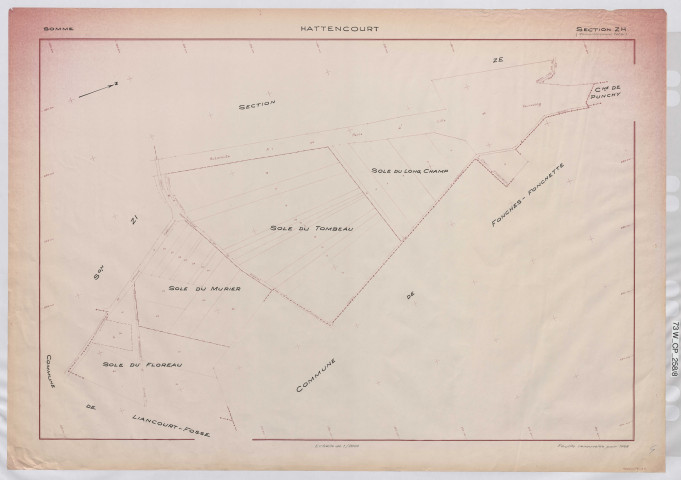 Plan du cadastre rénové - Hattencourt : section ZH