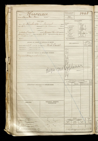 Hureau, Auguste Marie, né le 18 novembre 1900 à Amiens (Somme), classe 1921, matricule n° 1468, Bureau de recrutement d'Amiens