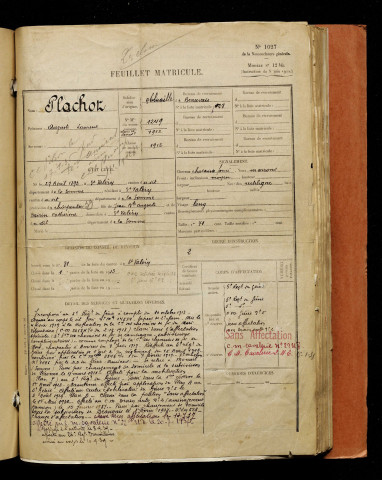 Plachot, Auguste Laurent, né le 27 avril 1892 à Saint-Valery-sur-Somme (Somme), classe 1912, matricule n° 1249, Bureau de recrutement d'Abbeville