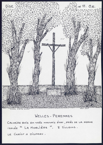 Welles-Pérennes (Pérennes , Oise) : calvaire en bois - (Reproduction interdite sans autorisation - © Claude Piette)