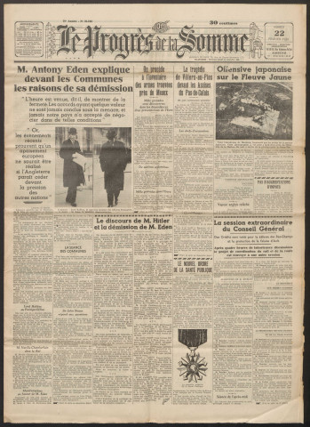 Le Progrès de la Somme, numéro 21342, 22 février 1938