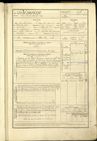 Désavisse, Louis Emile Armand, né le 30 août 1860 à Bray-lès-Mareuil (Somme, France), classe 1880, matricule n° 95, Bureau de recrutement d'Abbeville