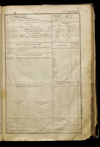 Dorion, Henri Raphaël Narcisse, né le 11 février 1900 à Neufmoulin (Somme), classe 1920, matricule n° 107, Bureau de recrutement d'Abbeville
