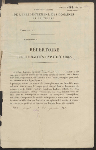 Répertoire des formalités hypothécaires, du 01/04/1893 au 13/11/1893, volume n° 161 (Conservation des hypothèques de Doullens)