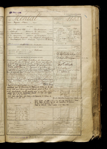 Ménial, Eugène Octave, né le 24 mars 1899 à Toutencourt (Somme), classe 1919, matricule n° 1145, Bureau de recrutement d'Abbeville