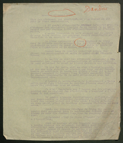 Témoignage de Dandoy, N. et correspondance avec Jacques Péricard