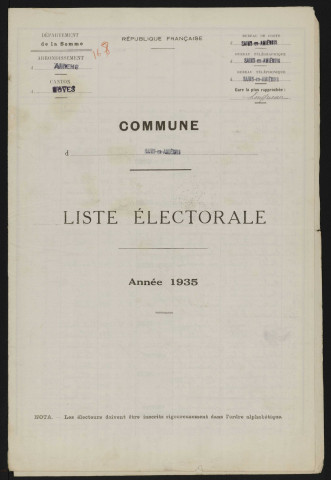 Liste électorale : Sains-en-Amiénois