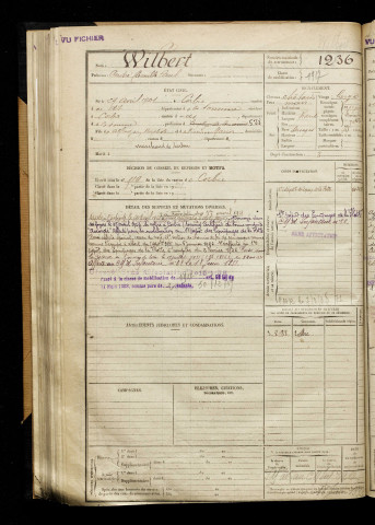 Wilbert, André Camille Paul, né le 29 avril 1901 à Corbie (Somme), classe 1921, matricule n° 1236, Bureau de recrutement d'Amiens