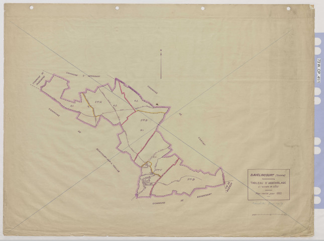 Plan du cadastre rénové - Bavelincourt : tableau d'assemblage (TA)