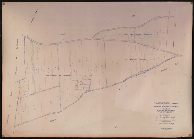 Plan du cadastre rénové - Beauquesne : section ZM